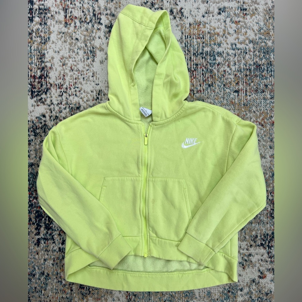 Nike Green Sweatshirt with Hood and Zipper